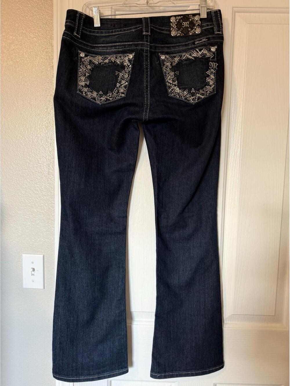 Miss Me Mid-Rise Easy Boot Jeans 28 x 31 Dark Wash Blue Denim JE8221ER - Picture 6 of 14